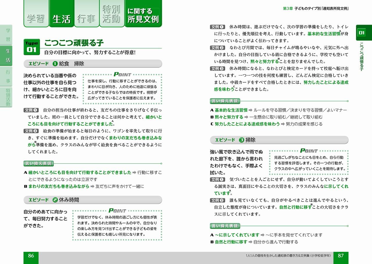 1人1人の個性を生かした 通知表の書き方 文例集 小学校低学年 ナツメ社